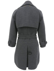 Grey wool logo button trench coat