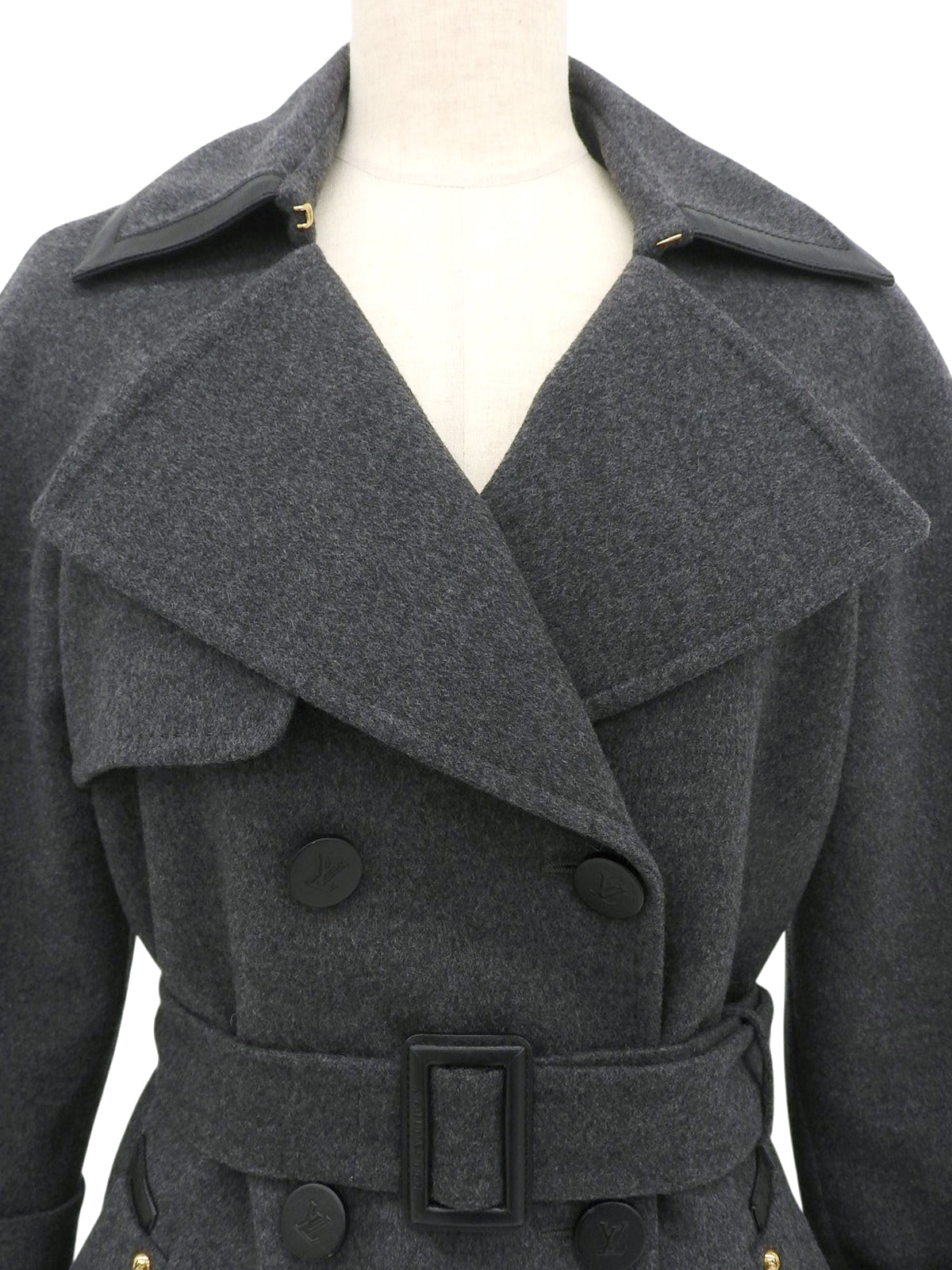 ウールロゴボタントレンチコート グレー