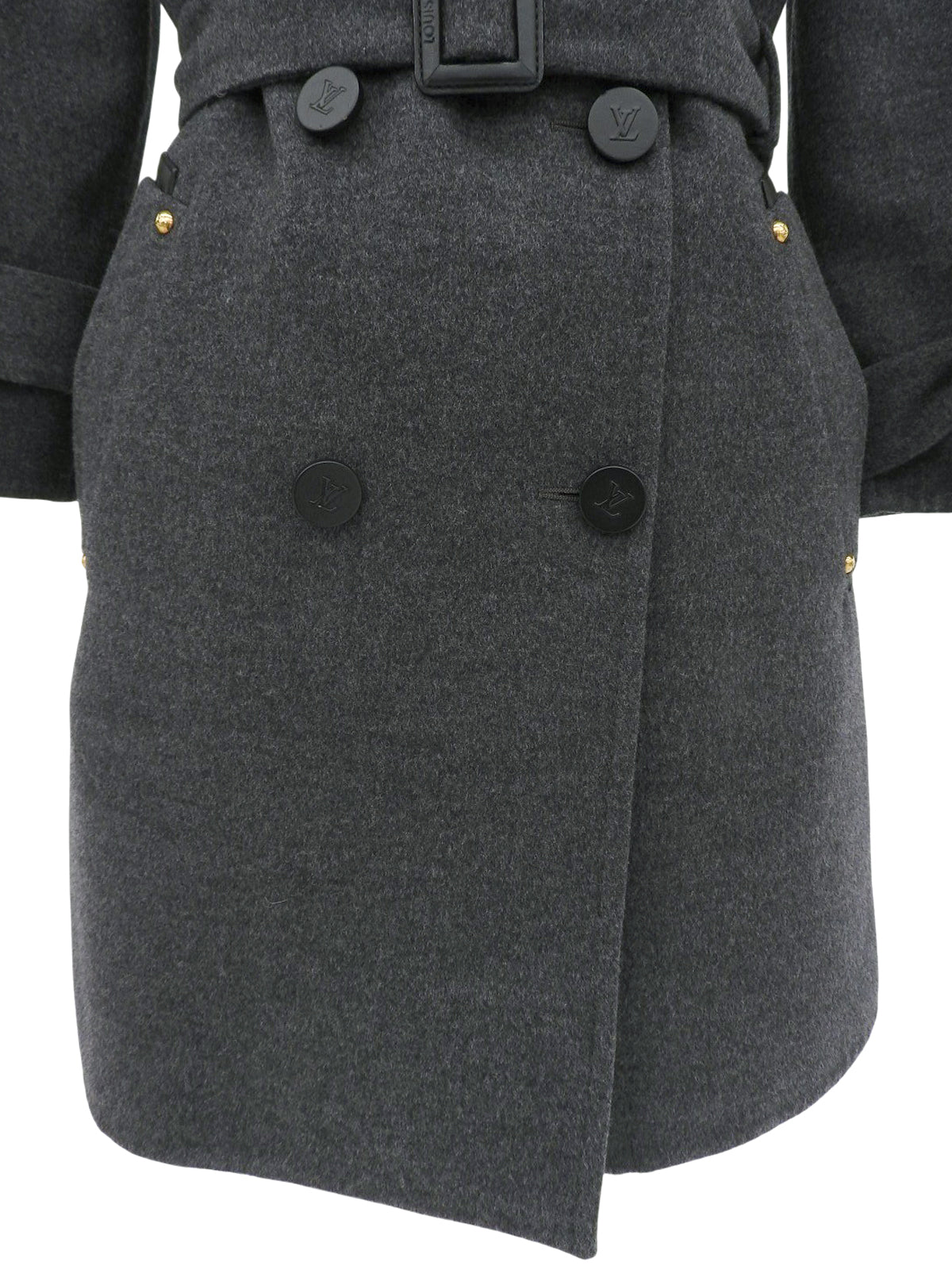 Grey wool logo button trench coat