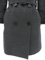 Grey wool logo button trench coat