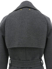 Grey wool logo button trench coat