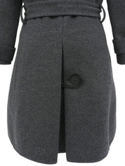 Grey wool logo button trench coat
