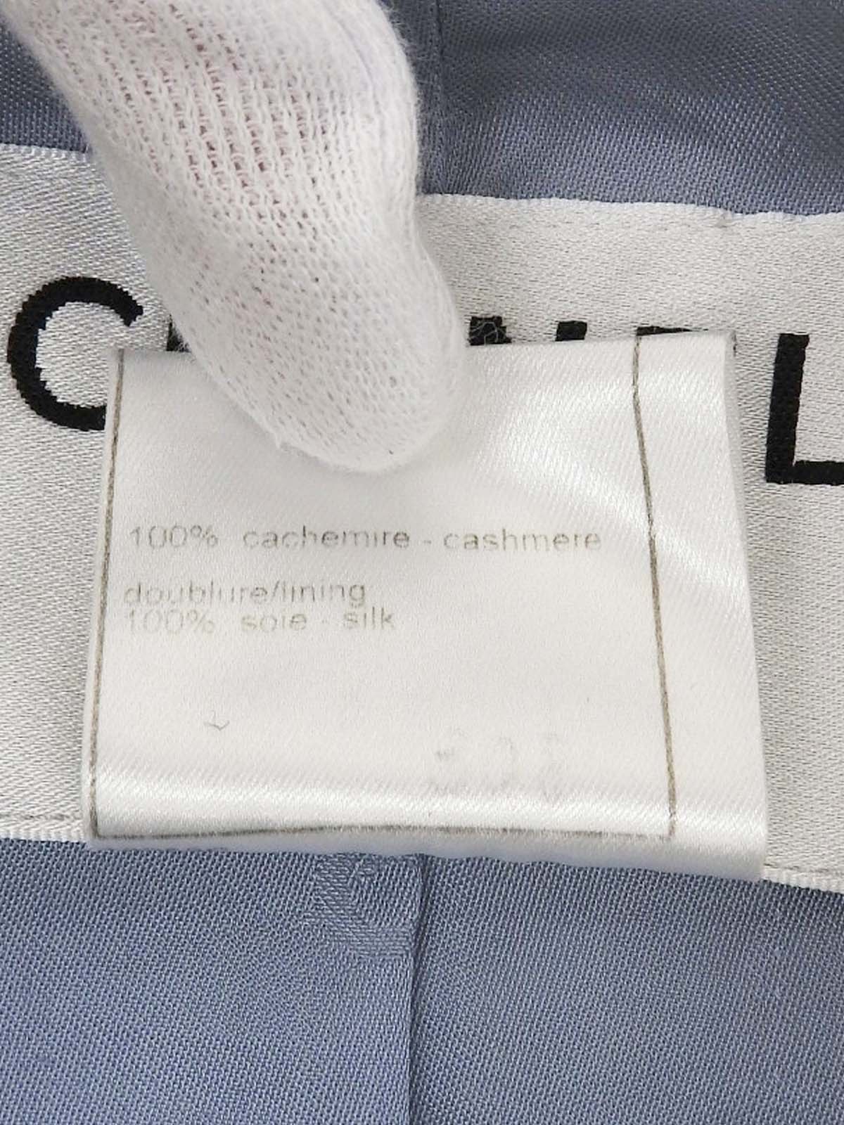 2001年製 カシミアCCマークボタンコート アイスブルー/マルチ