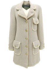 2001年製 カシミアCCマークボタンコート アイスブルー/マルチ