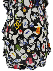 2007年製 アニマルパターンノースリーブトップス ブラック/ホワイト/マルチ