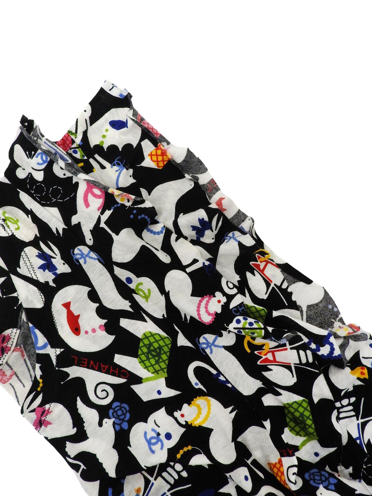 2007年製 アニマルパターンノースリーブトップス ブラック/ホワイト/マルチ