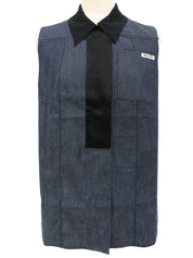 デニムロゴノースリーブシャツ インディゴ/ブラック