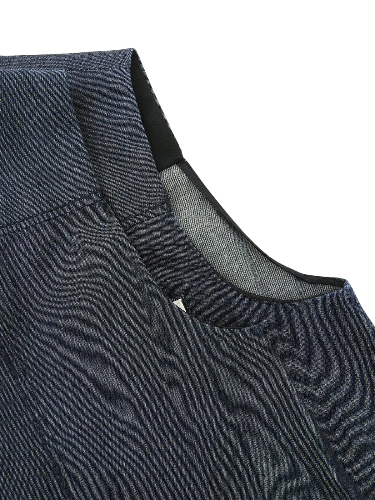 靛蓝色/黑色牛仔布无袖logo衬衫