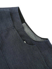 靛蓝色/黑色牛仔布无袖logo衬衫