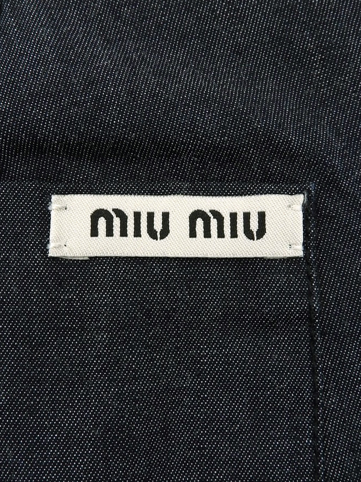 靛蓝色/黑色牛仔布无袖logo衬衫