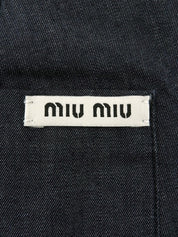 靛蓝色/黑色牛仔布无袖logo衬衫