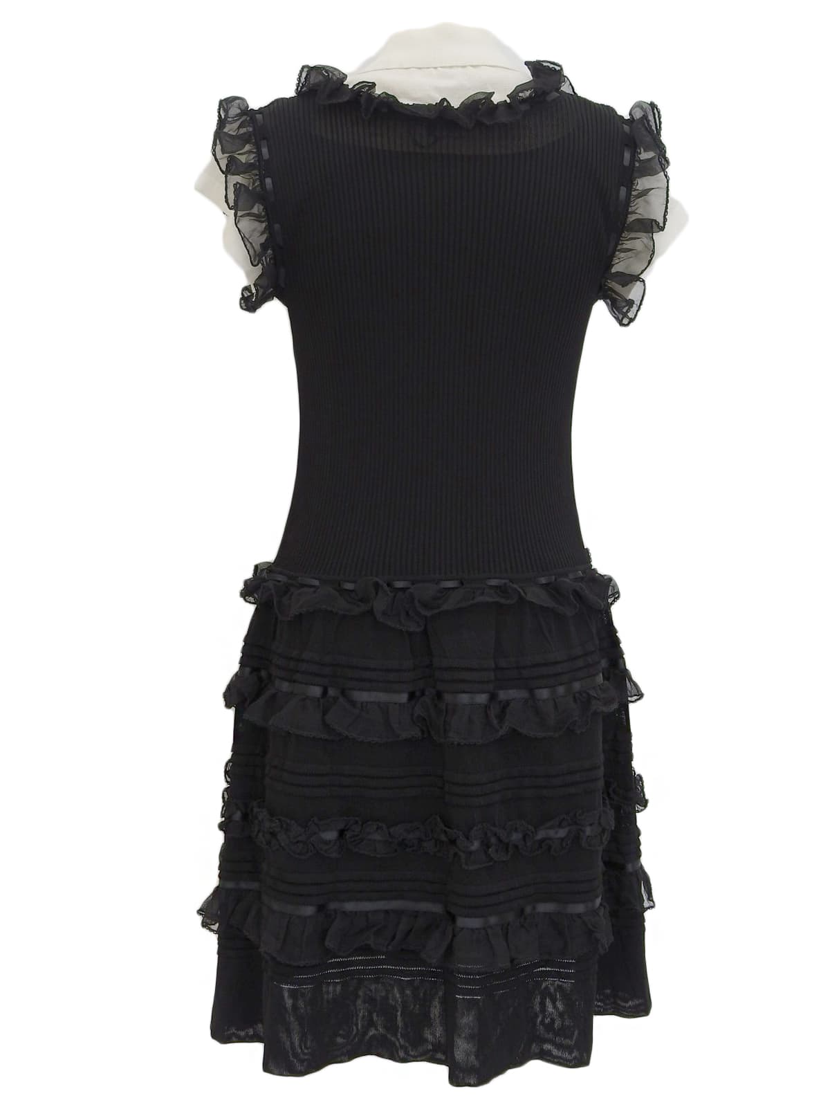 2007年製 バイカラーロゴボタンフリルワンピース ブラック/ホワイト