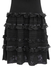 2007年製 バイカラーロゴボタンフリルワンピース ブラック/ホワイト