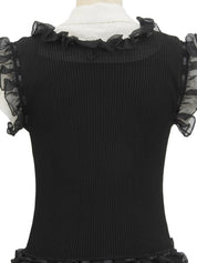 2007年製 バイカラーロゴボタンフリルワンピース ブラック/ホワイト