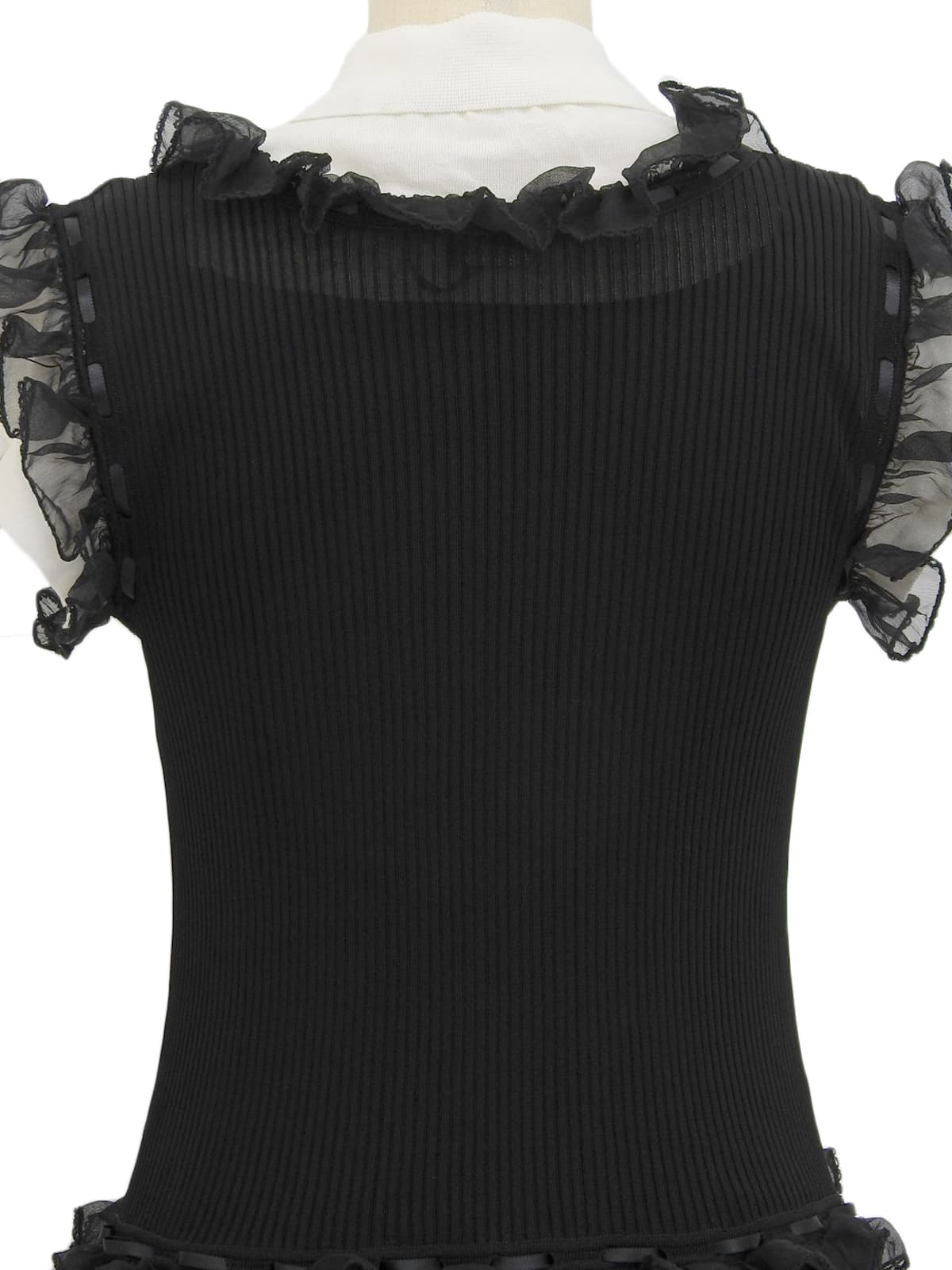 2007年製 バイカラーロゴボタンフリルワンピース ブラック/ホワイト