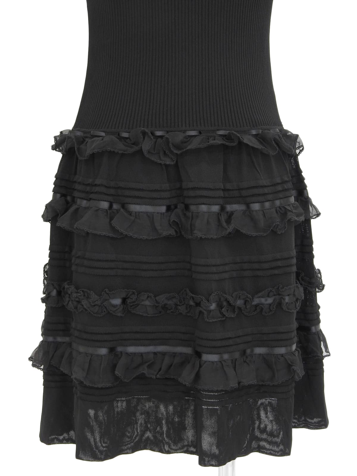 2007年製 バイカラーロゴボタンフリルワンピース ブラック/ホワイト