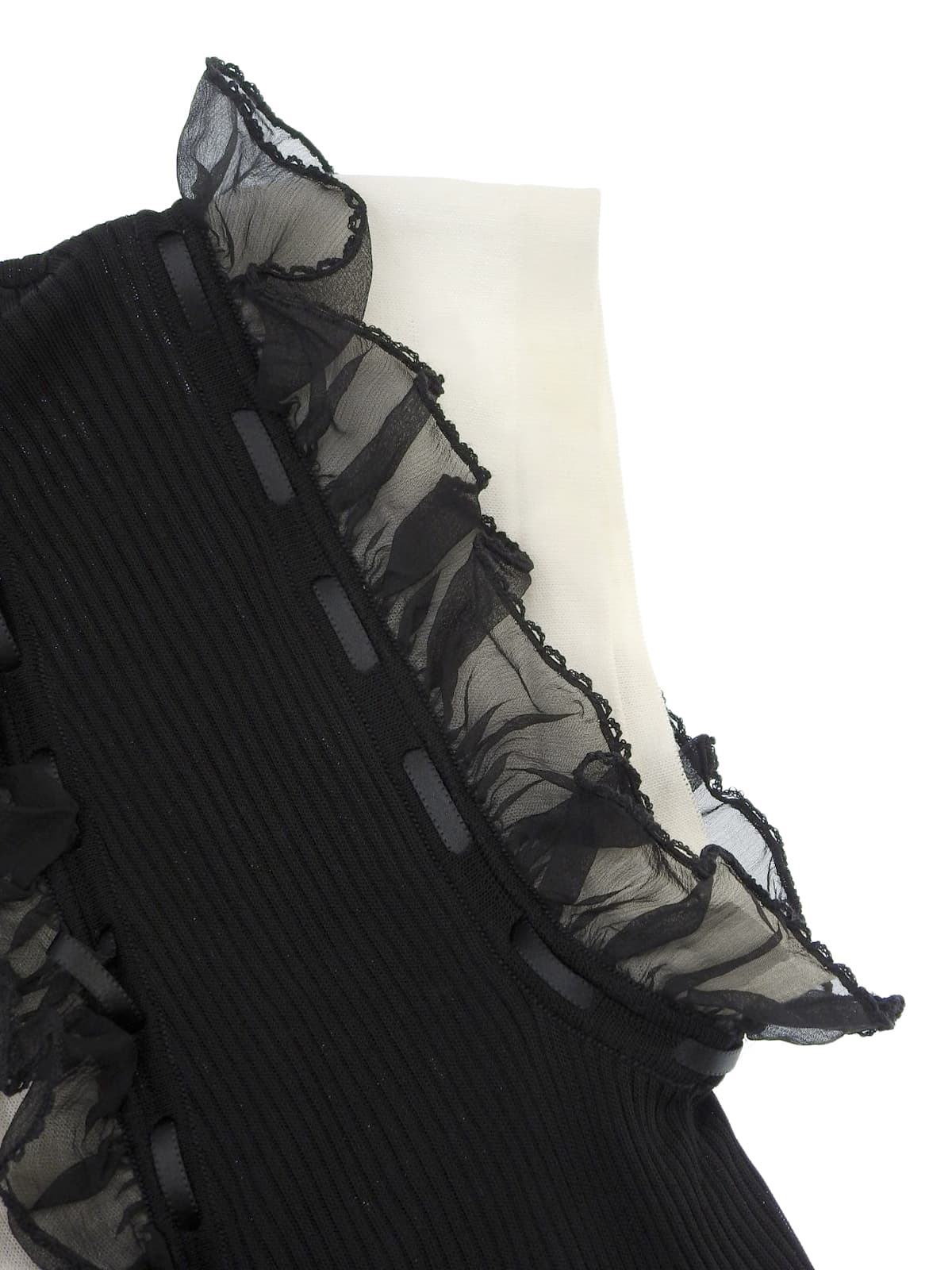 2007年製 バイカラーロゴボタンフリルワンピース ブラック/ホワイト