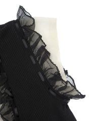 2007年製 バイカラーロゴボタンフリルワンピース ブラック/ホワイト