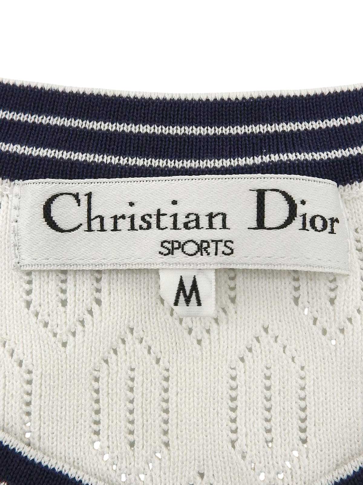 コットンロゴボタンラインカーディガン ホワイト/ネイビー