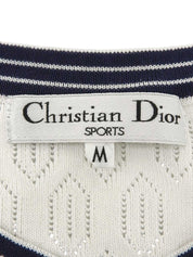 コットンロゴボタンラインカーディガン ホワイト/ネイビー