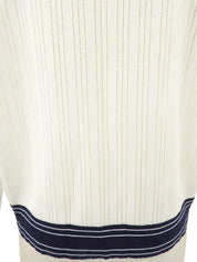 コットンロゴボタンラインカーディガン　ホワイト/ネイビー