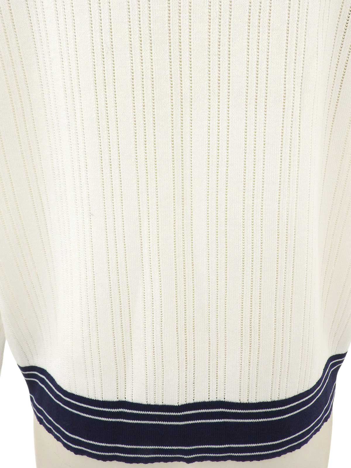 コットンロゴボタンラインカーディガン ホワイト/ネイビー