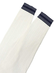 コットンロゴボタンラインカーディガン　ホワイト/ネイビー