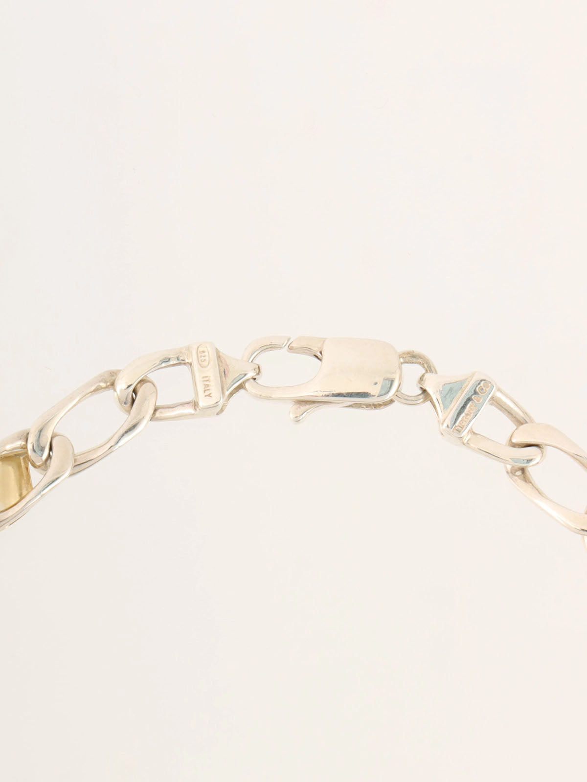 18K 925 Figaro Chain Bracelet Silver/Gold