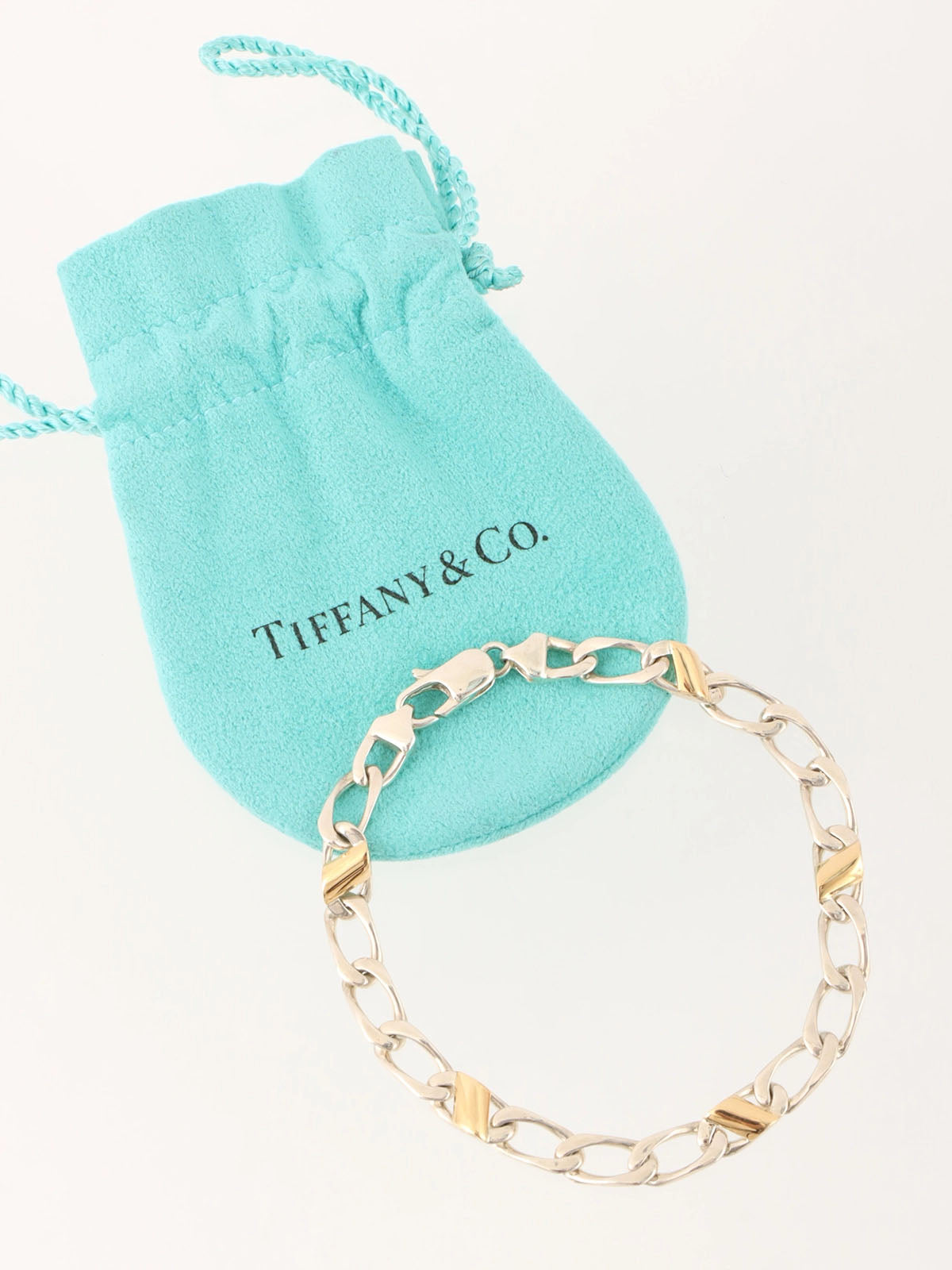 18K925フィガロチェーンブレスレット シルバー/ゴールド