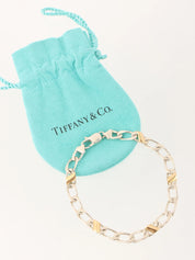 18K925フィガロチェーンブレスレット シルバー/ゴールド