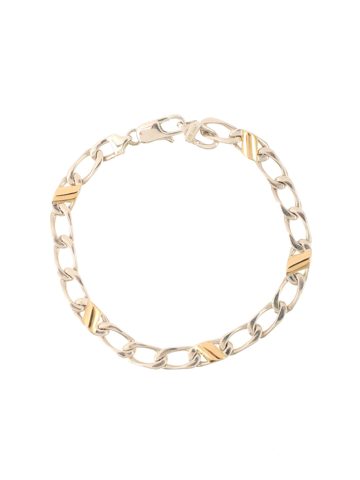 18K 925 Figaro Chain Bracelet Silver/Gold