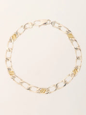 18K 925 Figaro Chain Bracelet Silver/Gold