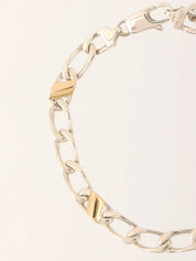 18K 925 Figaro Chain Bracelet Silver/Gold