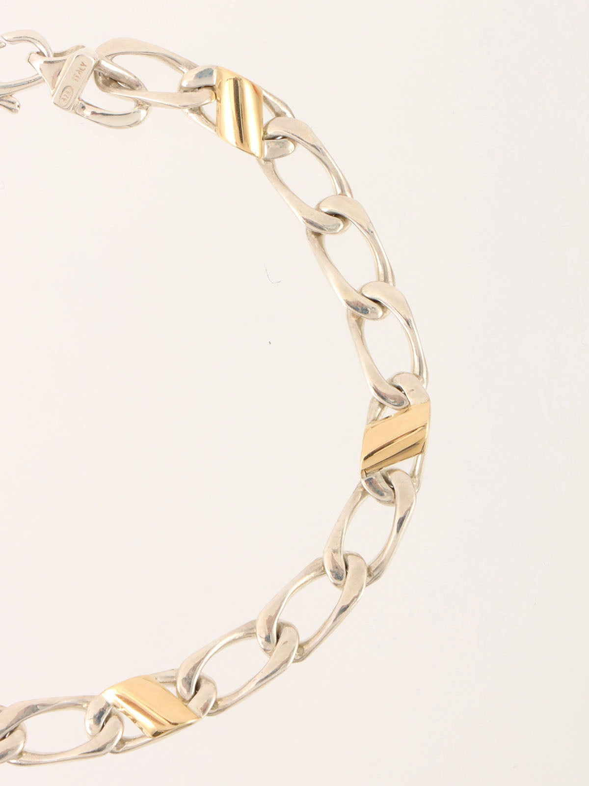 18K 925 Figaro Chain Bracelet Silver/Gold