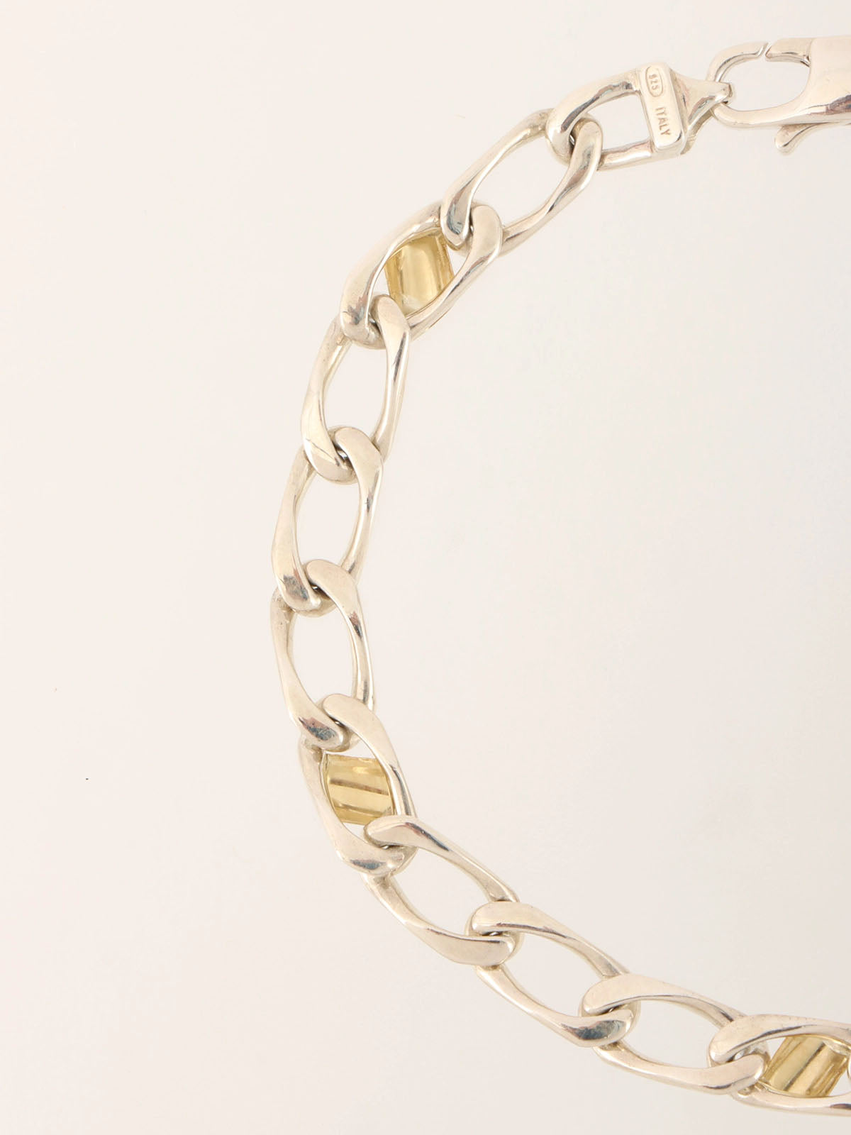 18K925フィガロチェーンブレスレット シルバー/ゴールド