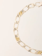18K 925 Figaro Chain Bracelet Silver/Gold