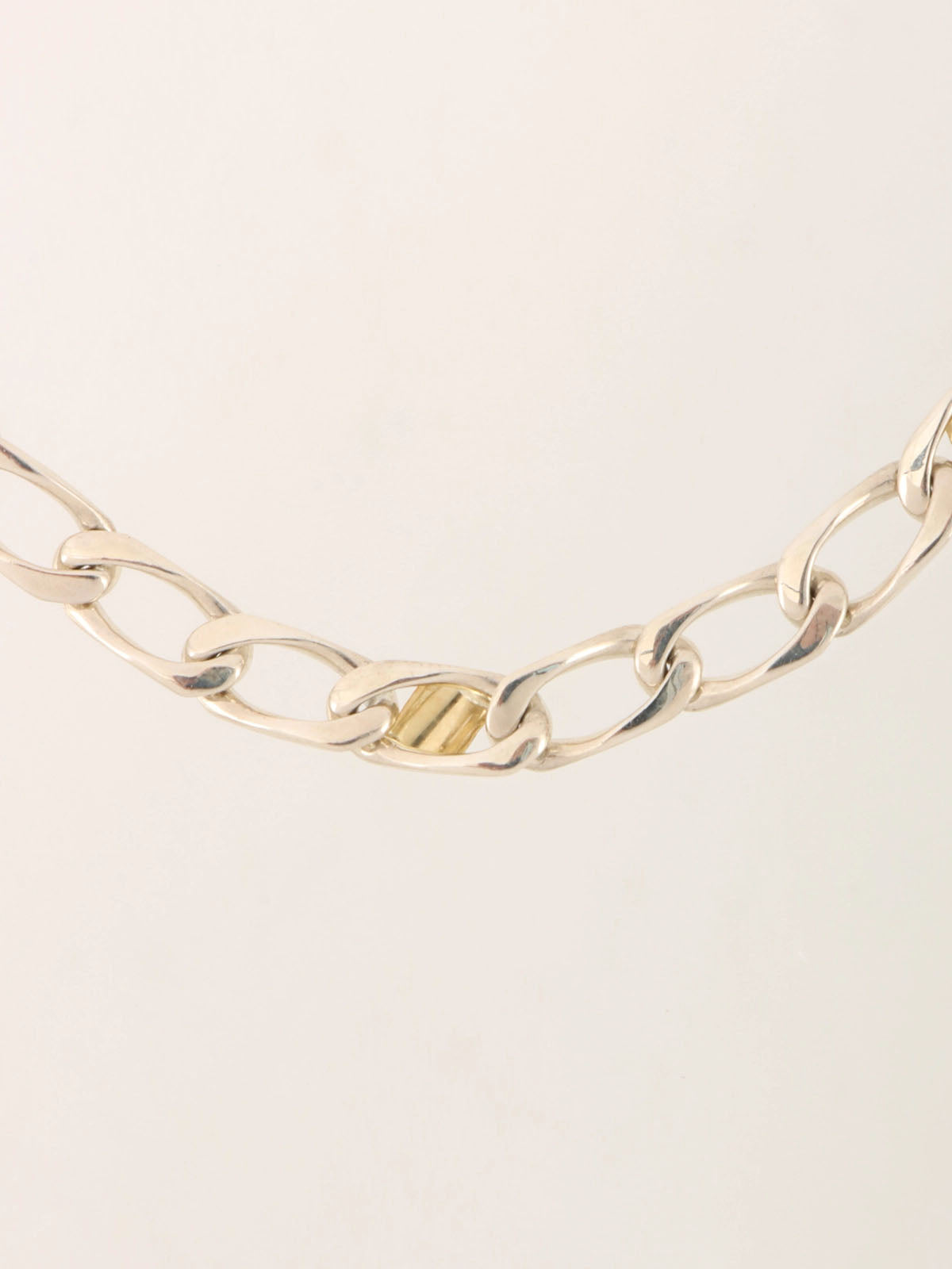 18K 925 Figaro Chain Bracelet Silver/Gold