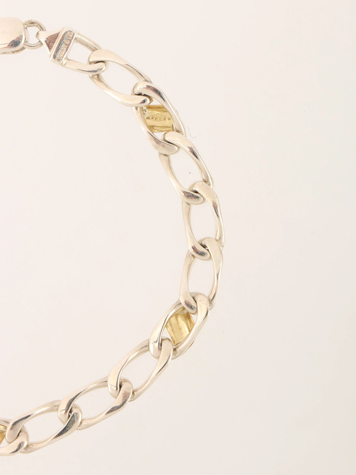 18K 925 Figaro Chain Bracelet Silver/Gold