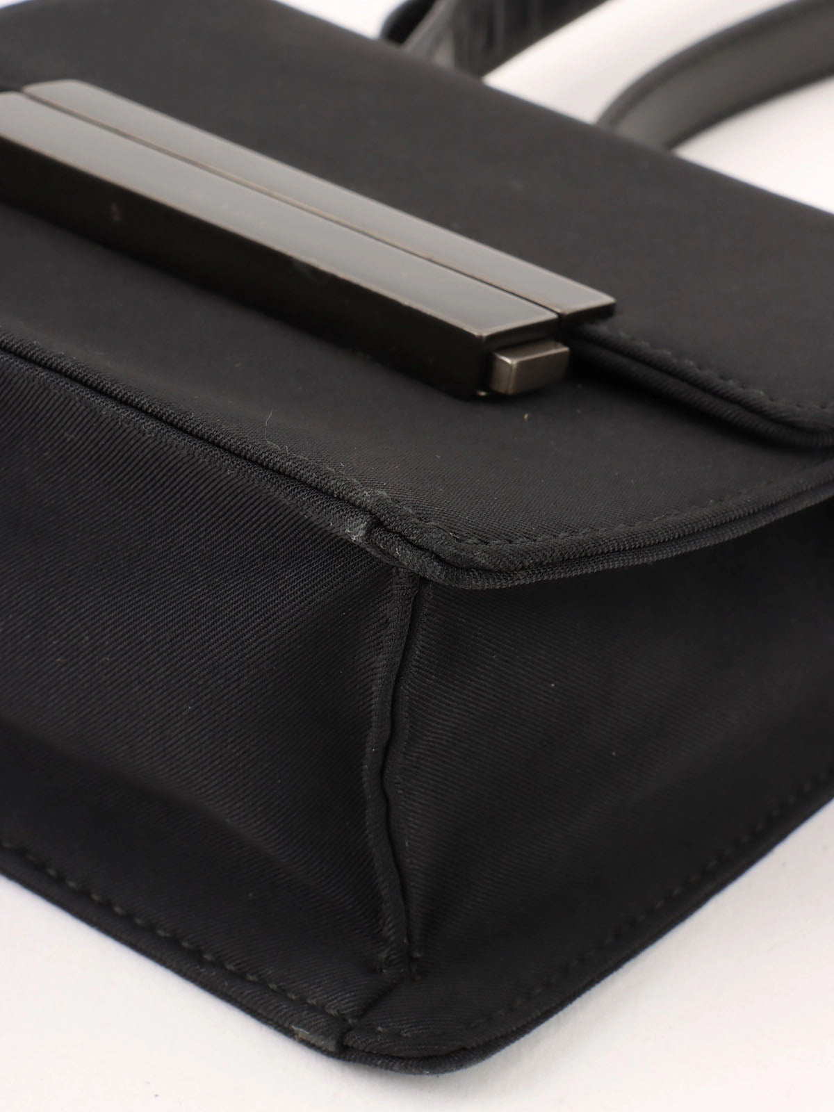 Nylon logo plate shoulder bag in black