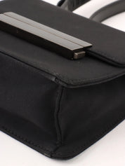 Nylon logo plate shoulder bag in black