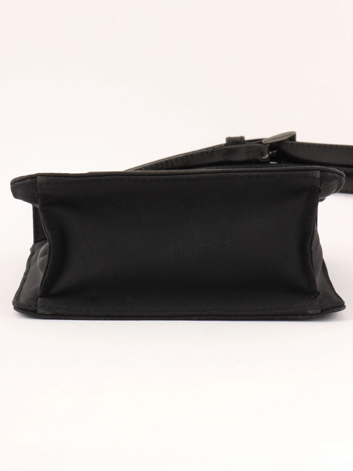 Nylon logo plate shoulder bag in black