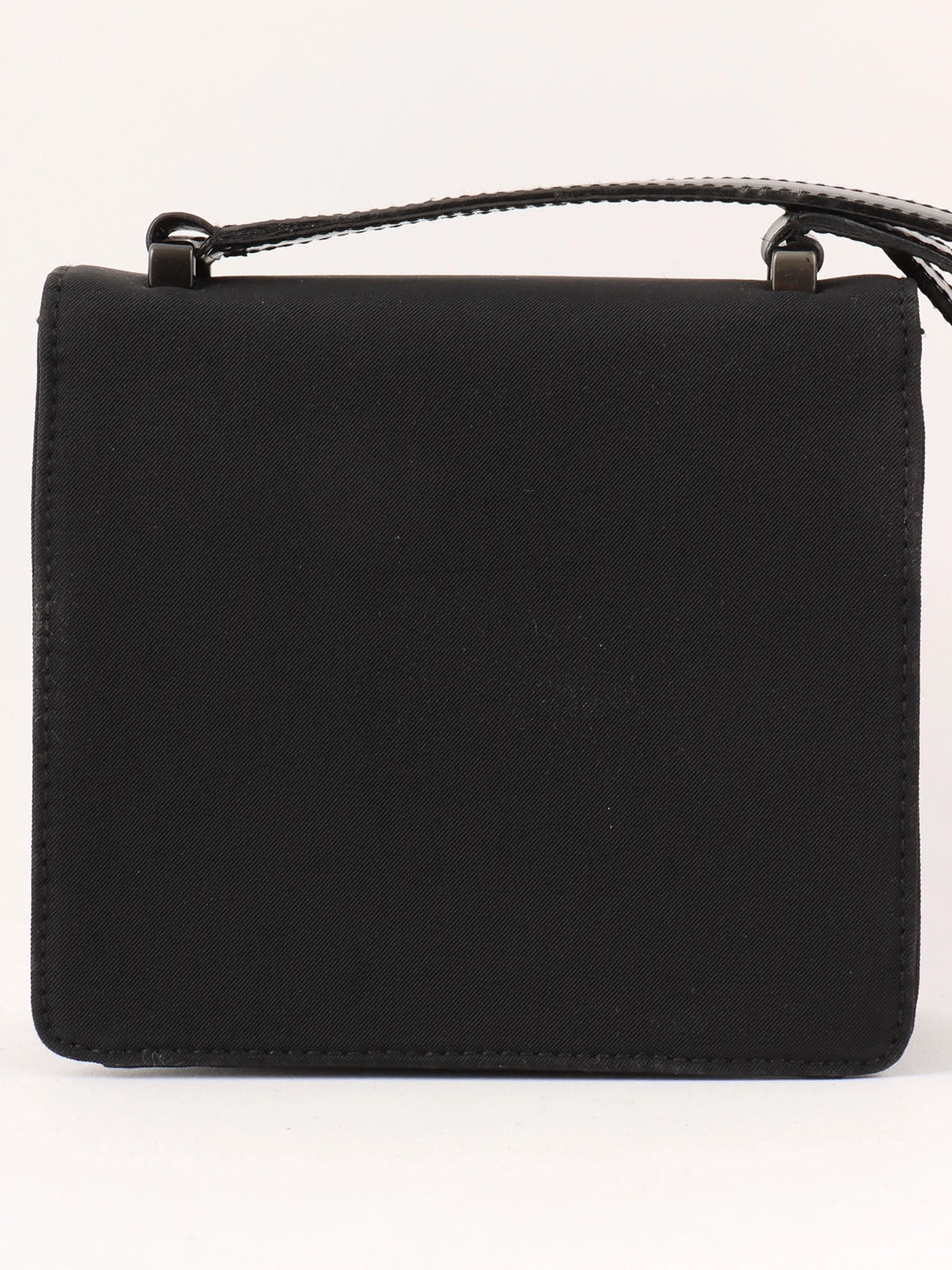 Nylon logo plate shoulder bag in black