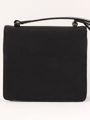 Nylon logo plate shoulder bag in black