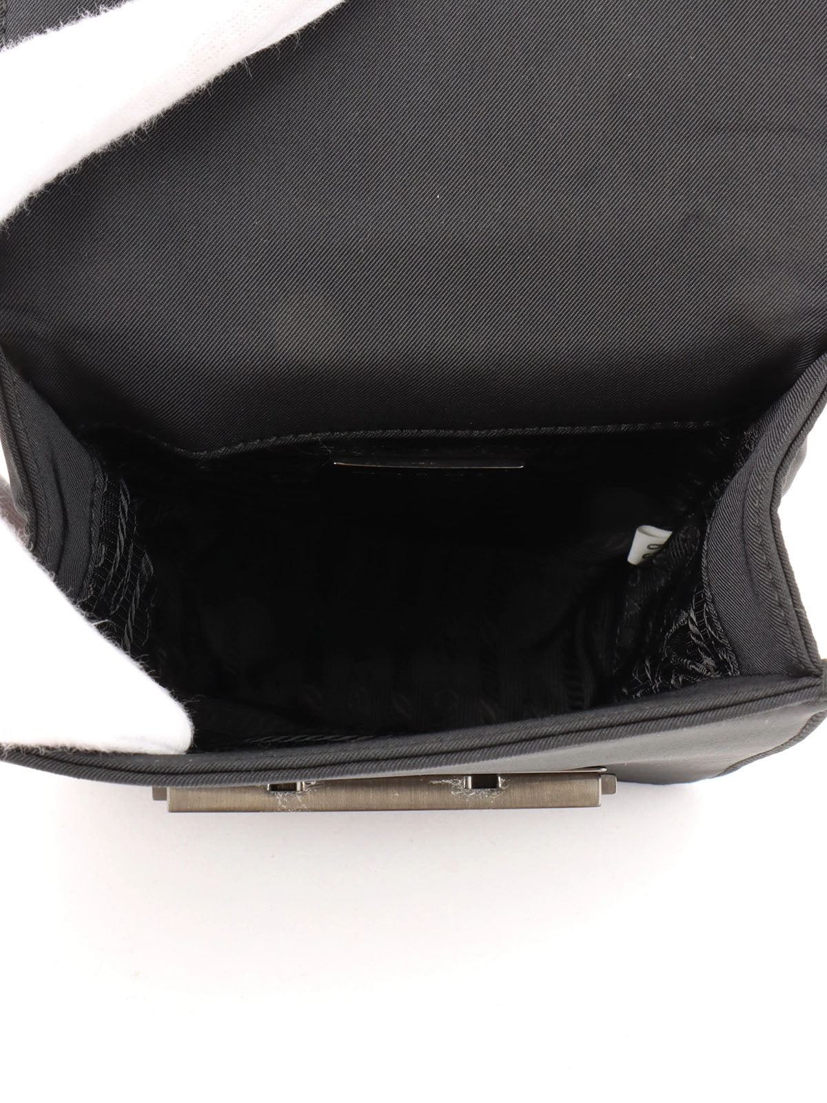 Nylon logo plate shoulder bag in black