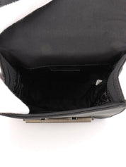 Nylon logo plate shoulder bag in black