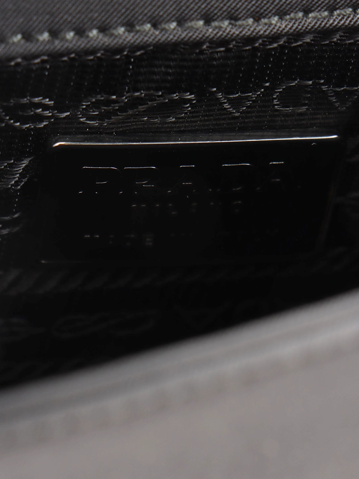 Nylon logo plate shoulder bag in black