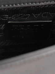 Nylon logo plate shoulder bag in black