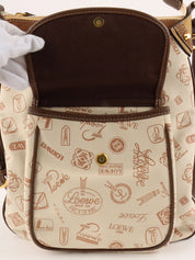 ロゴパターンキャンバススエードコンビショルダーバッグ ベージュ