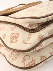 ロゴパターンキャンバススエードコンビショルダーバッグ ベージュ