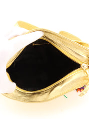 Anagram Embossed Tassel Shoulder Bag  Gold